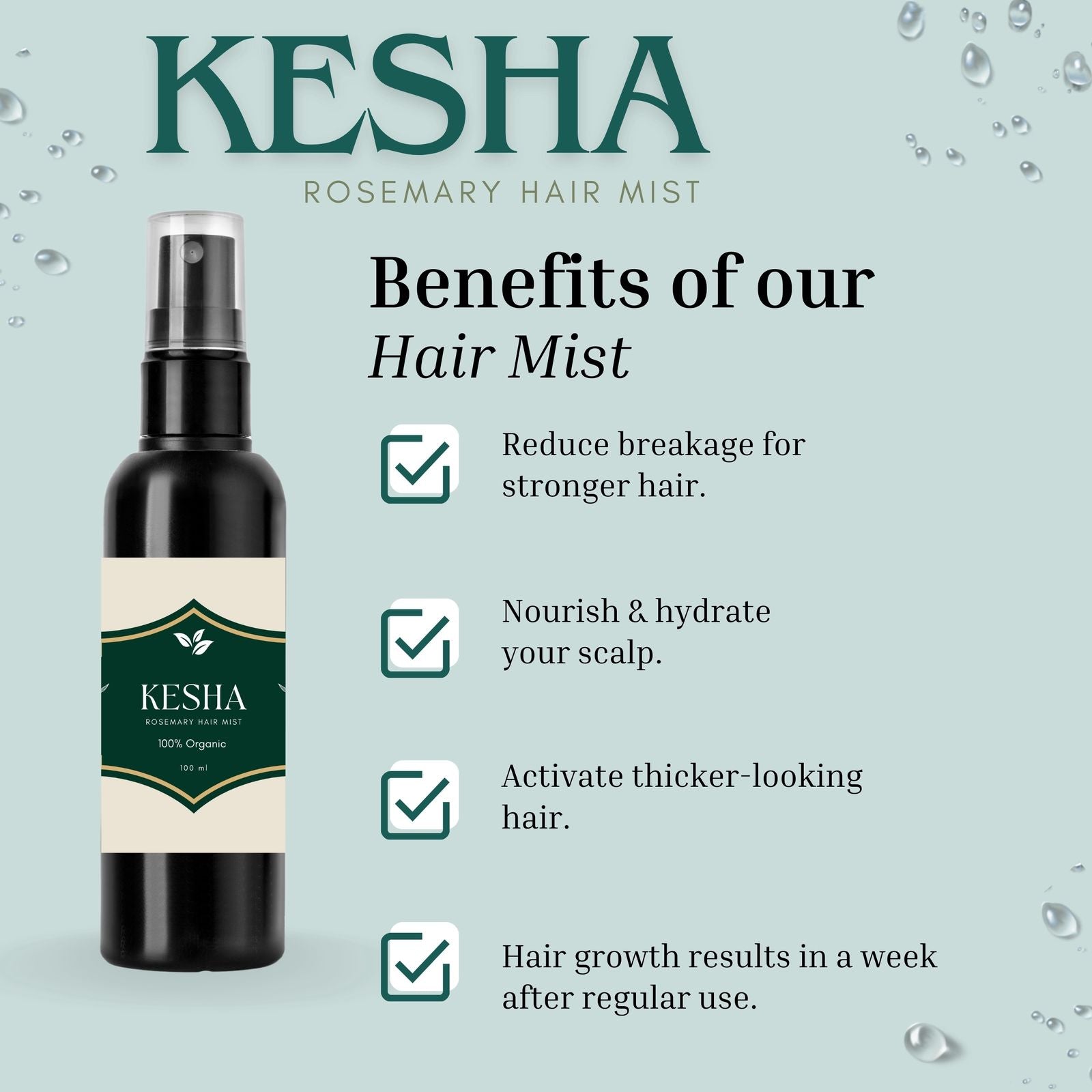 Kesha Viral Rosemary hair mist .  100 ml , for instant Hair growth